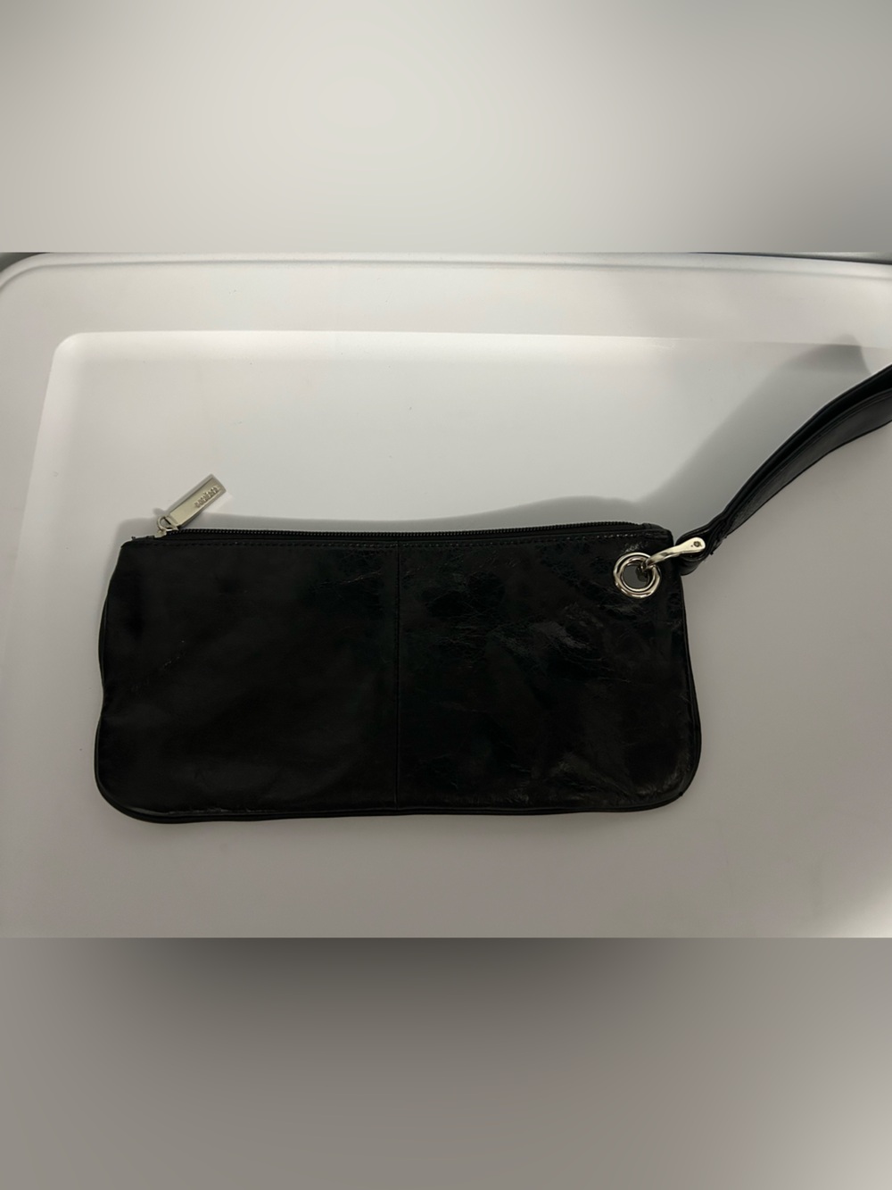 HOBO Vida Black Patent Leather Wristlet Clutch